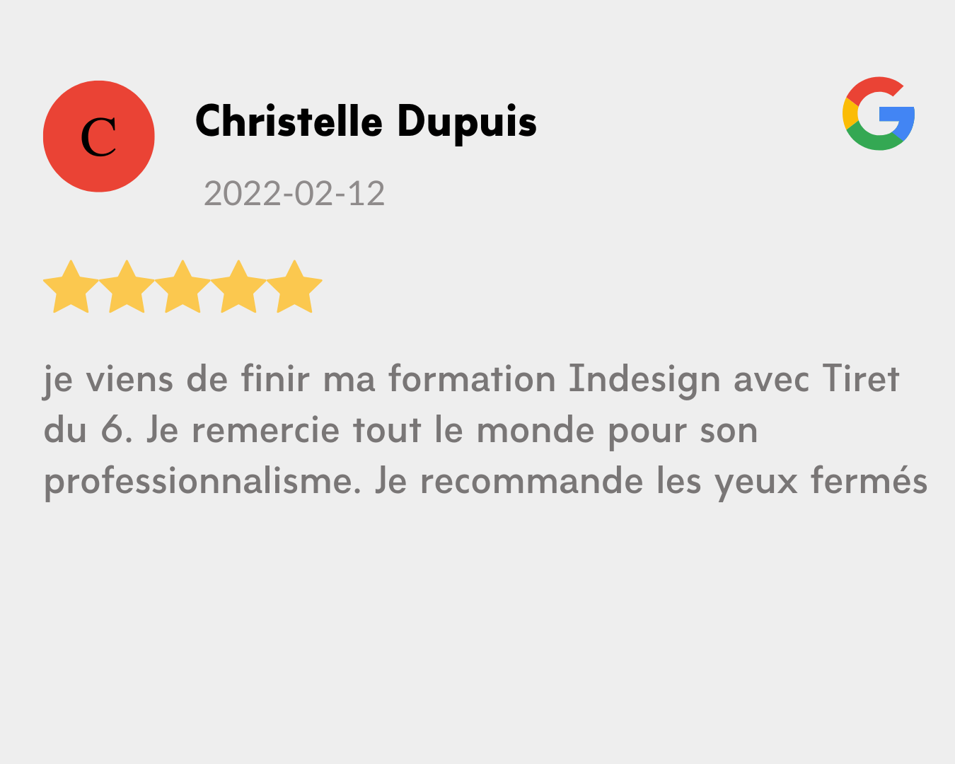 Avis Google Indesign 3 - Tiret du 6